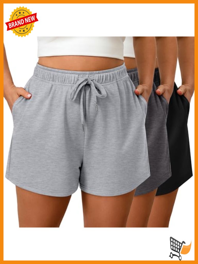 3 Pack Plus Size Women's Drawstring Sweat Shorts Athletic Workout Lounge Shorts